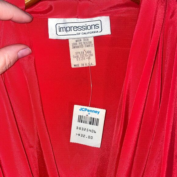 Vintage NWT Red Blouse Size 8 Silk-Like Double Breasted Lightweight Dead Stock - Picture 5 of 11